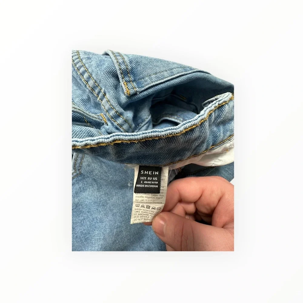 SHEIN Jeans Womens L Light Blue Wide Leg‎ High Waisted Flared Denim Pants - Picture 3 of 12